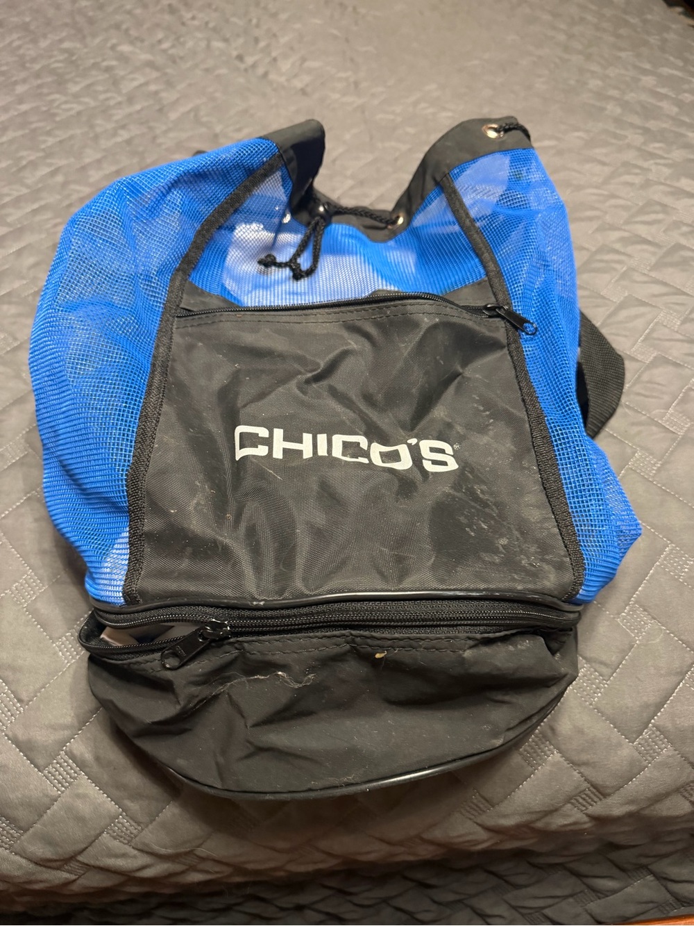 Chico's Blue and Black Men's Drawstring beqch Backpack